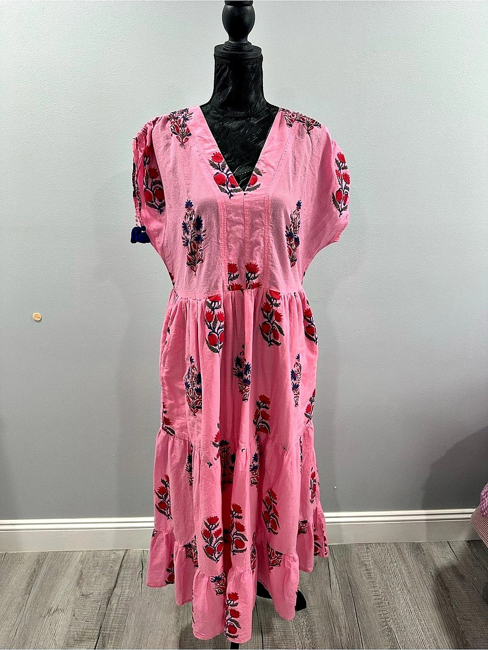 Oliphant Floral Maxi Dress in Pink & Blue size L